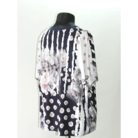 Bluzka w stylu OVERSIZE ze wzorem - pudrowe ogrodowe róże